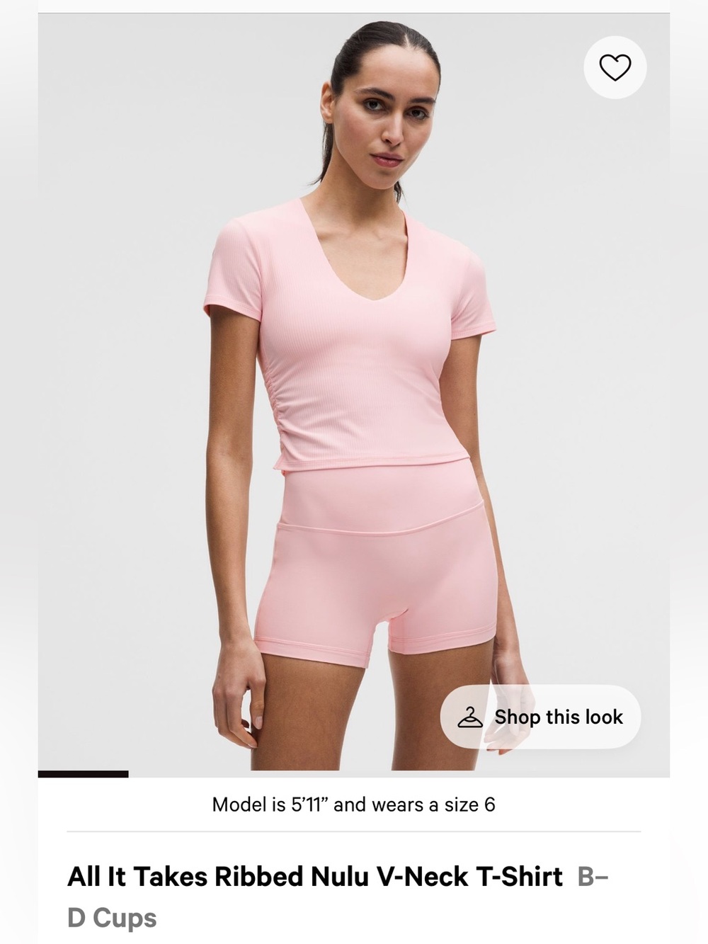 lululemon athletica Ribbed Nulu V-Neck Tee — Light Pink